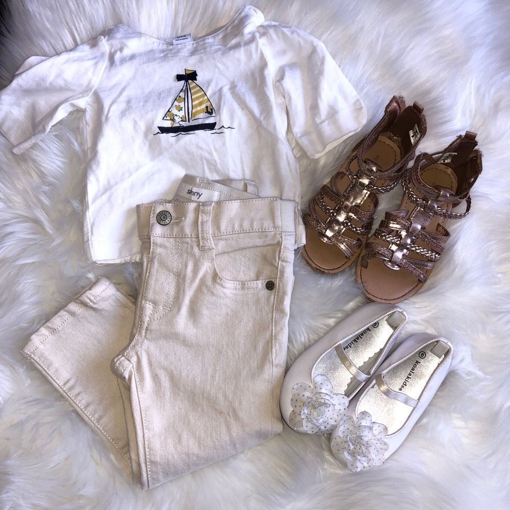 Bundle of 4 Item Girls Toddler, Shoes, Top, Jeans